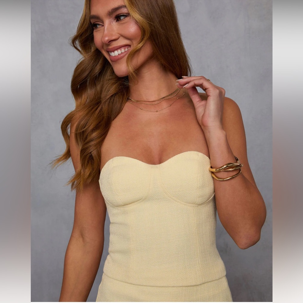 Vici Pale Yellow Strapless Top